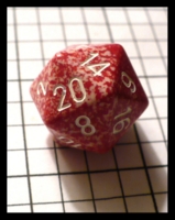 Dice : Dice - 20D - Chessex Red with Pink Speckles with White Numerals - Ebay June 2010